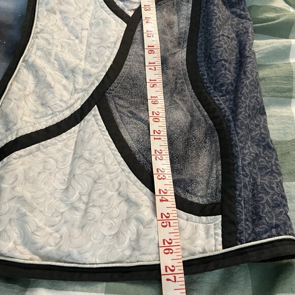 Vintage Handmade Quilted Patchwork Open Front Blue Shacket Jacket Y2K - Picture 7 of 7